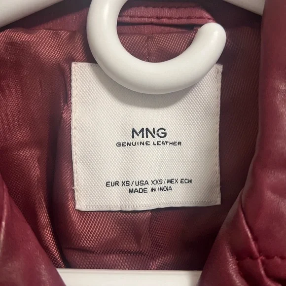 Mango Deep Red Leather Jacket - Picture 3 of 3